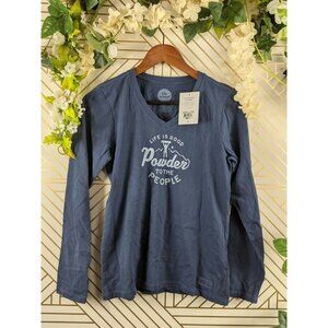 Life is Good Women's "Powder To The People” Long Sleeve Crusher Vee size XS NEW